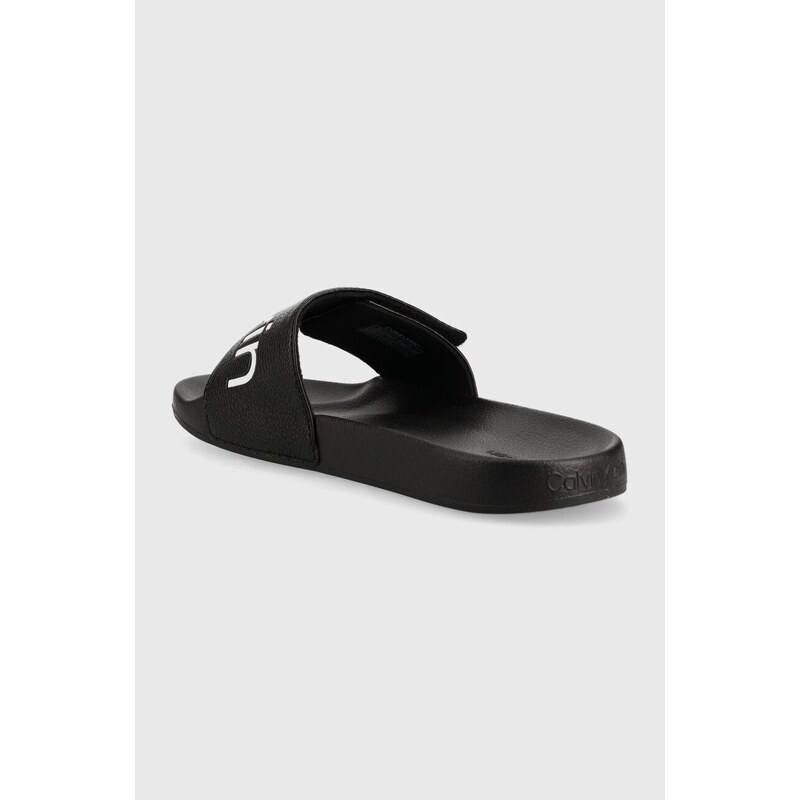 Pantofle Calvin Klein ADJ POOL SLIDE PU pánské, černá barva, HM0HM00957