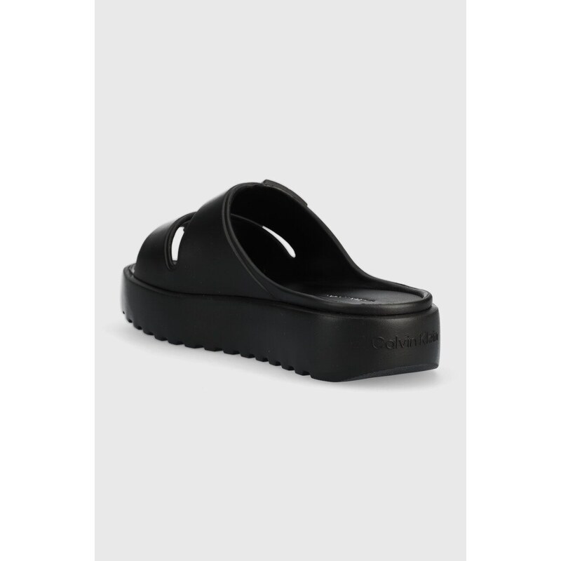 Pantofle Calvin Klein DOUBLE STRAP SLIPPER pánské, černá barva, HM0HM00967
