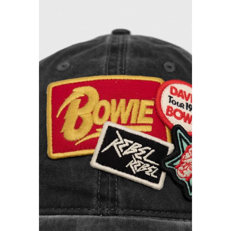 Bavlněná baseballová čepice American Needle David Bowie šedá barva, s aplikací
