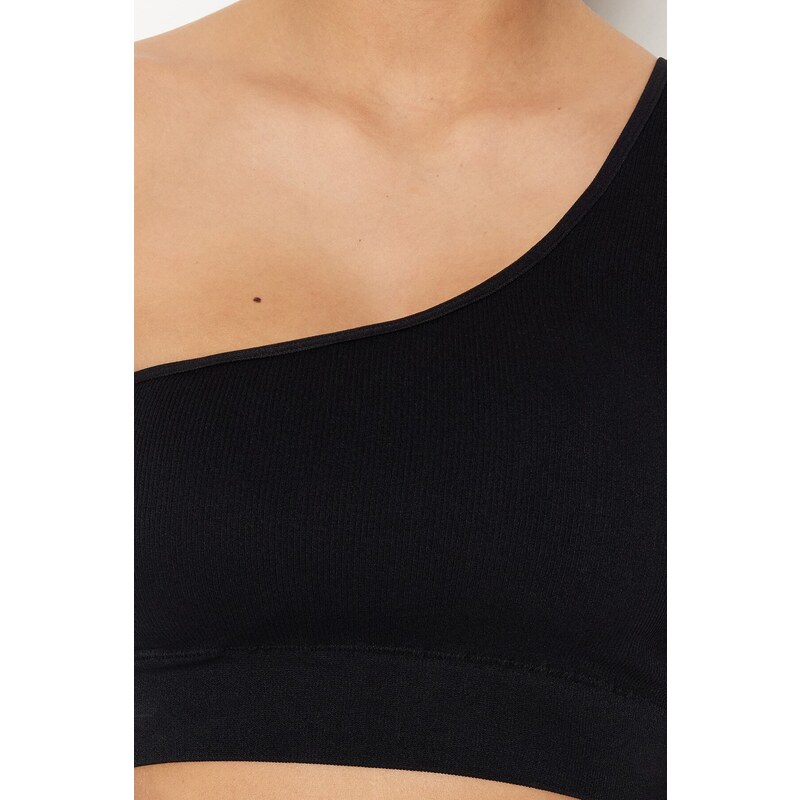 Trendyol Black Seamless/Seamless Supported/Shaping Single Shoulder Knitted Sports Bra