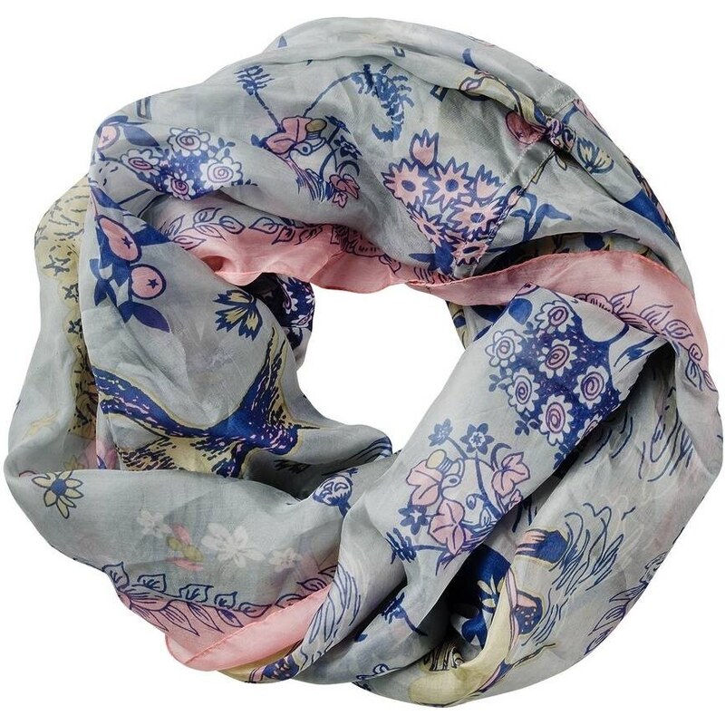 Lasessor Finsko Hedvábný šátek loop-scarf Moomin Picnic grey 105405457