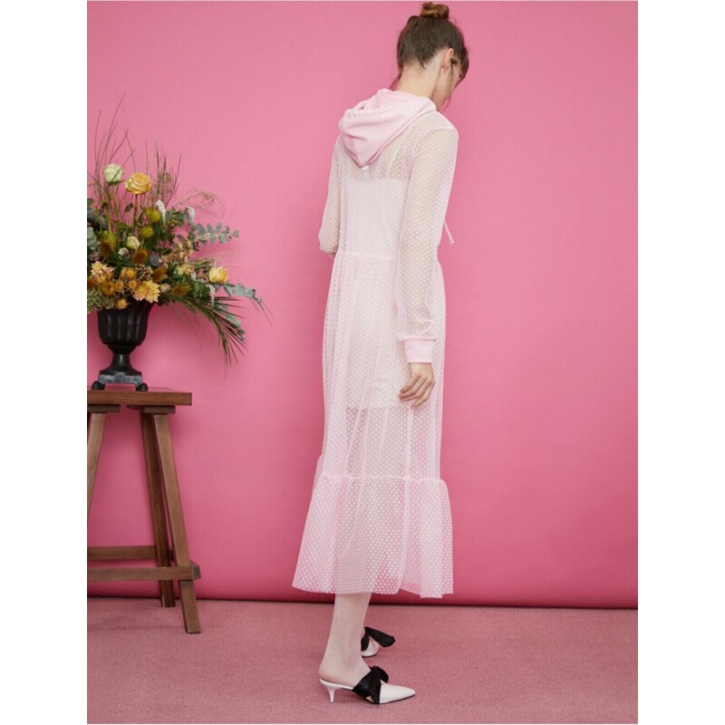 Koton Women's Hooded Dress Tulle Maxi