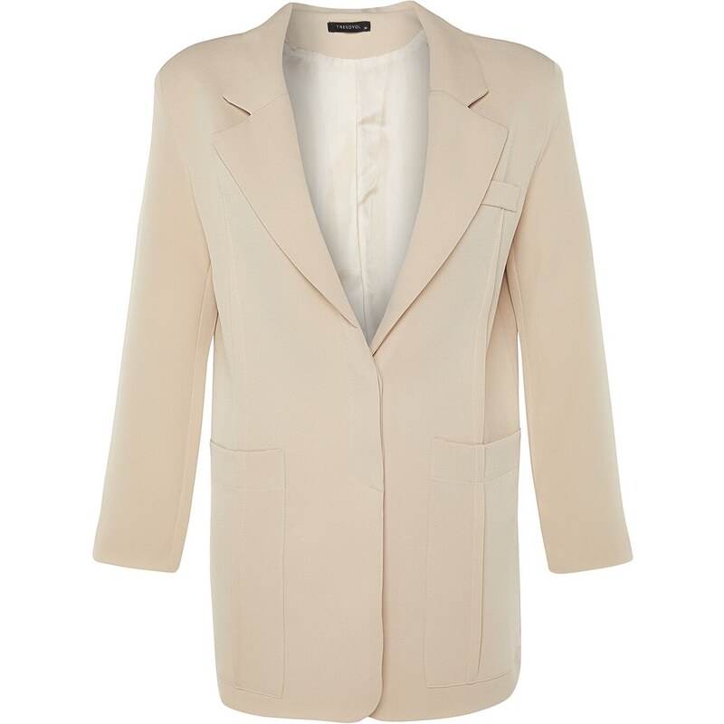 Trendyol Beige Buttoned Blazer Woven Lined Jacket