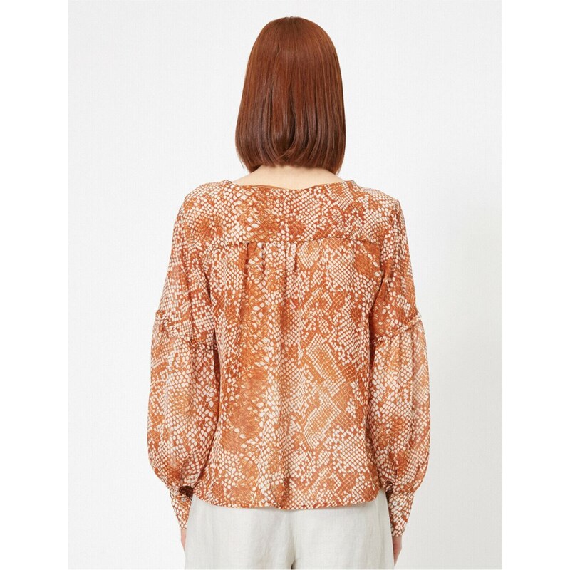 Koton Long Sleeve Snakeskin Patterned Blouse