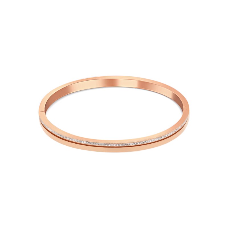 JVD Dámský rose gold ocelový náramek se zirkony SSSB0057XI8RO00