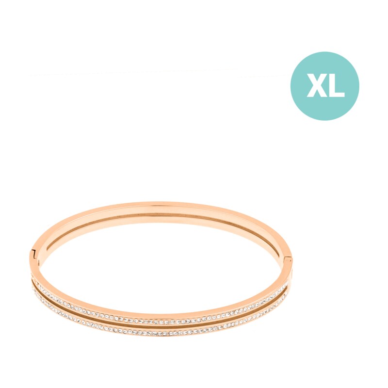 JVD Dámský rose gold ocelový náramek se zirkony SSSB0058XI8ROXL 81349937