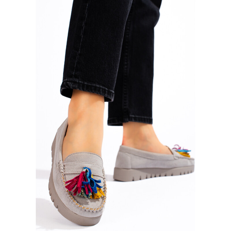 W. POTOCKI Boho suede loafers with tassels Potocki gray