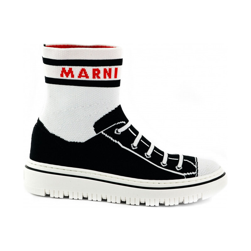 TENISKY MARNI TROMPE L'OEIL JACQUARD HI-TOP SNEAKERS