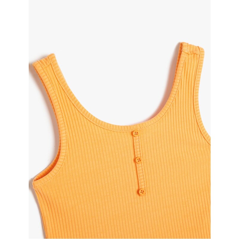 Koton Athlete Crop Sleeveless Thick Straps U-Neck Button Detail