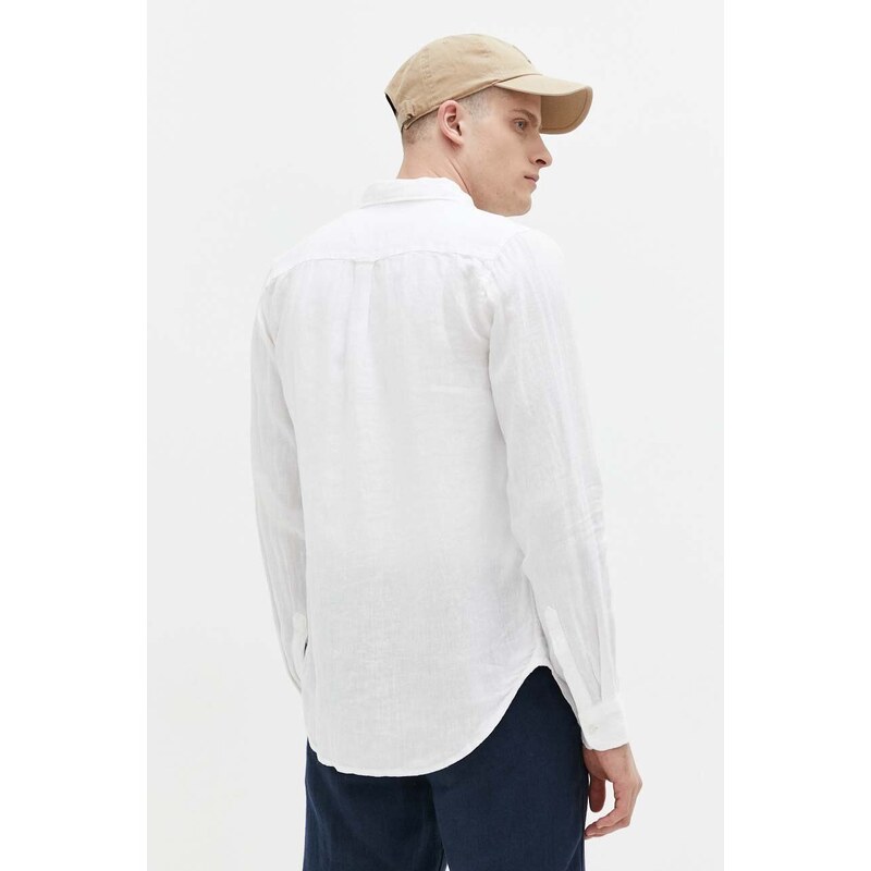 Plátěná košile Superdry bílá barva, regular, s klasickým límcem