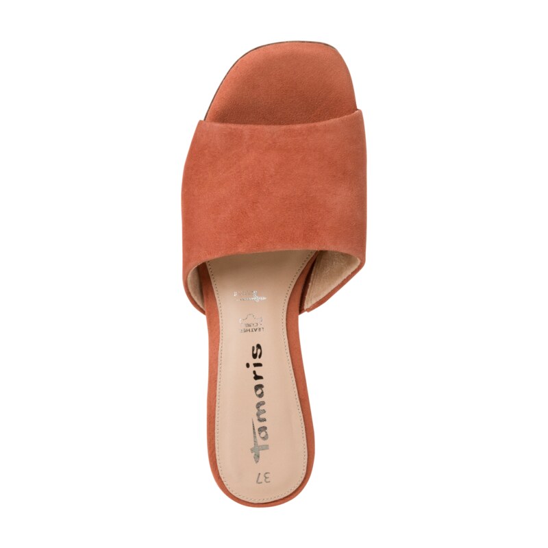 Dámské pantofle z broušené kůže Tamaris 1-1-27204-28 oranžová