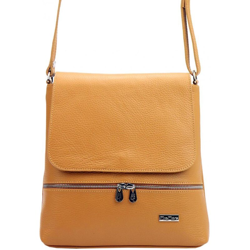 MiaMore Kožená dámská crossbody kabelka Camel hnědá