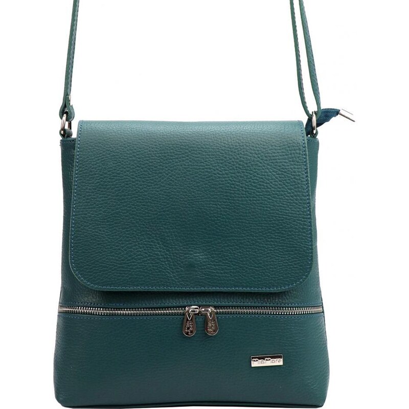 MiaMore Kožená dámská crossbody kabelka petrolejová modro-zelená