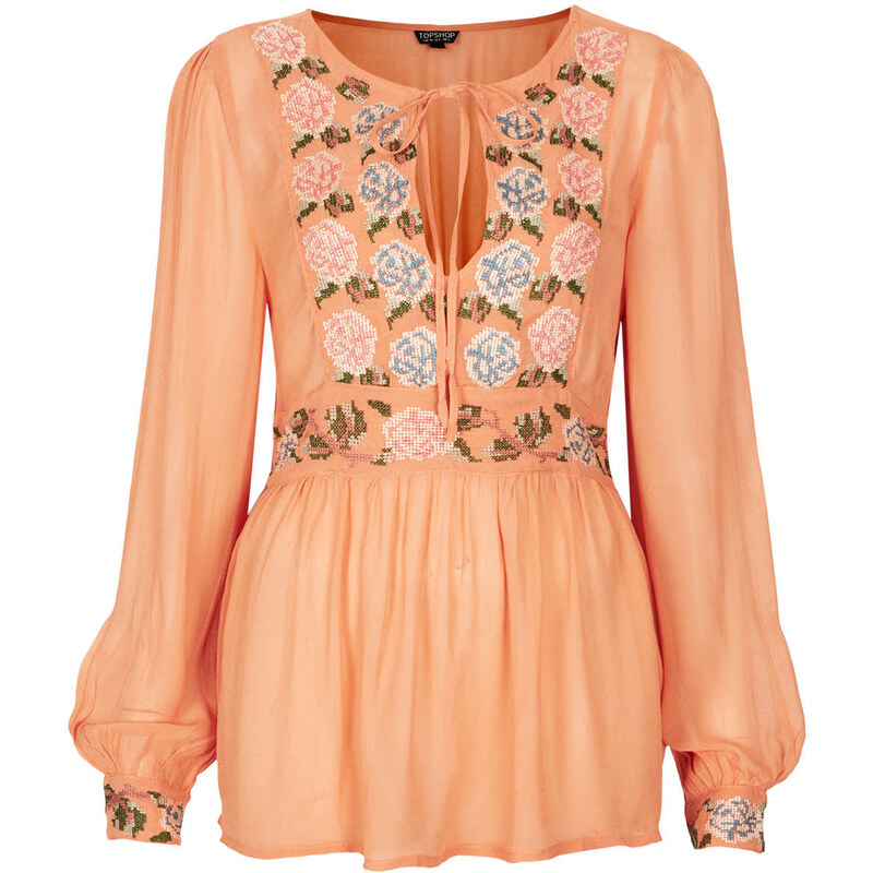 Topshop Floral Embroidery Blouse