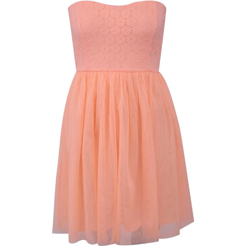 Neonově oranžové šaty bez ramínek ONLY Princess