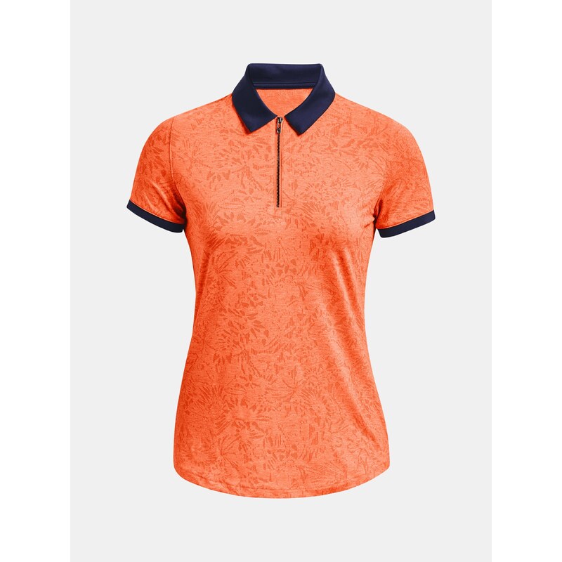 Oranžové dámské vzorované sportovní polo tričko Under Armour UA Playoff WildFields SSPolo