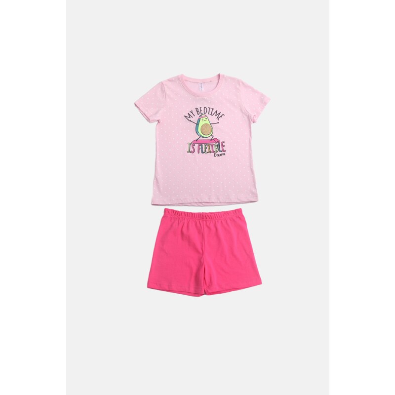 JOYCE Dívčí bavlněné pyžamo "AVOCADO"/Zelená, růžová