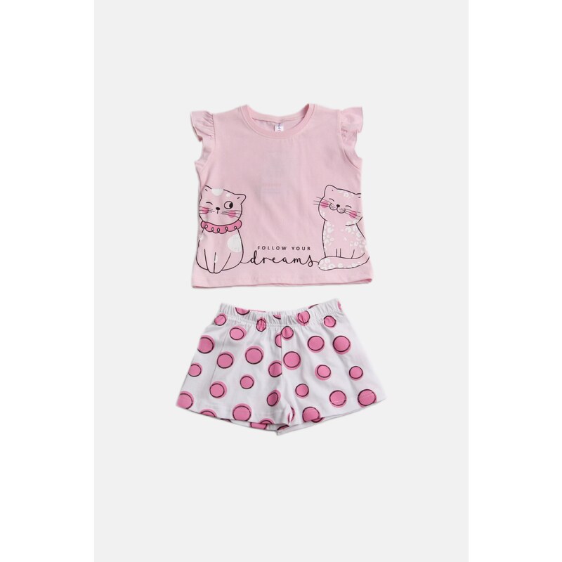JOYCE Dívčí bavlněné pyžamo "MEOU"/Růžová, Lila