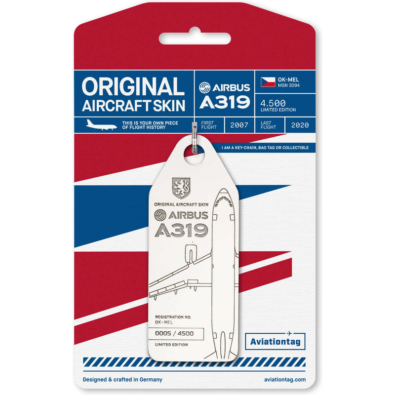 AVIATIONTAG Přívěsek z letadla Airbus A319-OK-MEL bílý 81418449