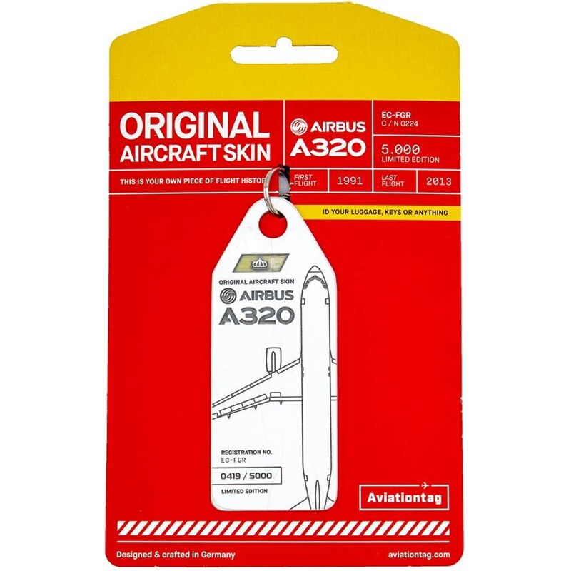 AVIATIONTAG Přívěsek z letadla Airbus A320-EC-FGR bílý 81418446