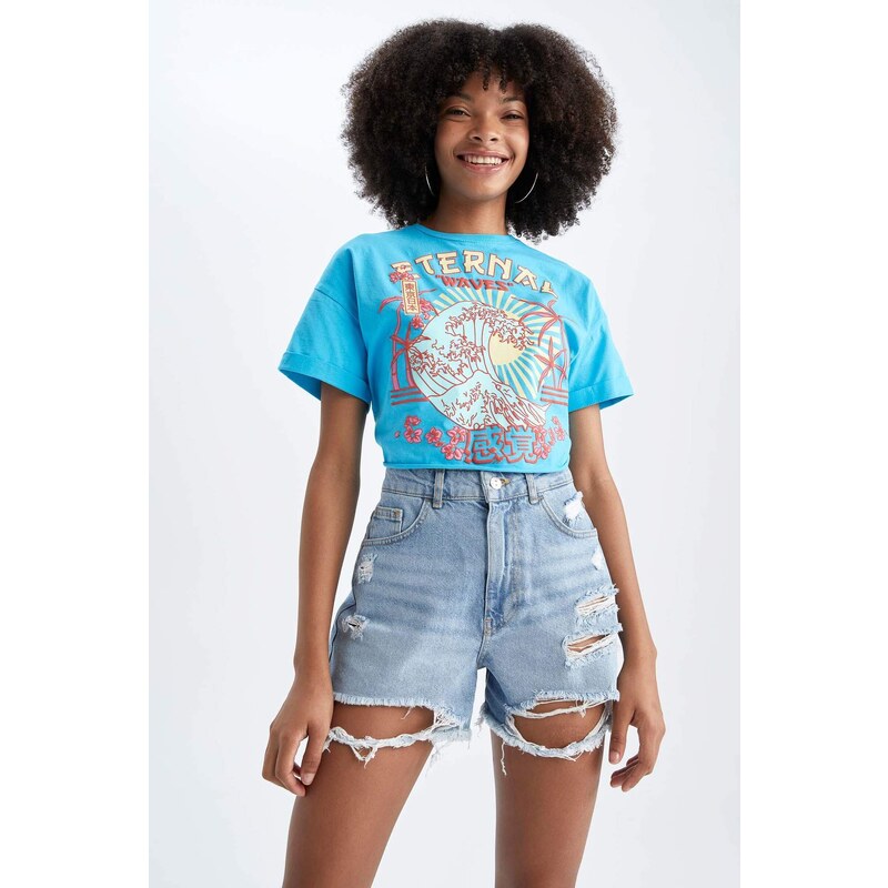 DEFACTO Cool Crew Neck Printed Short Sleeve T-Shirt