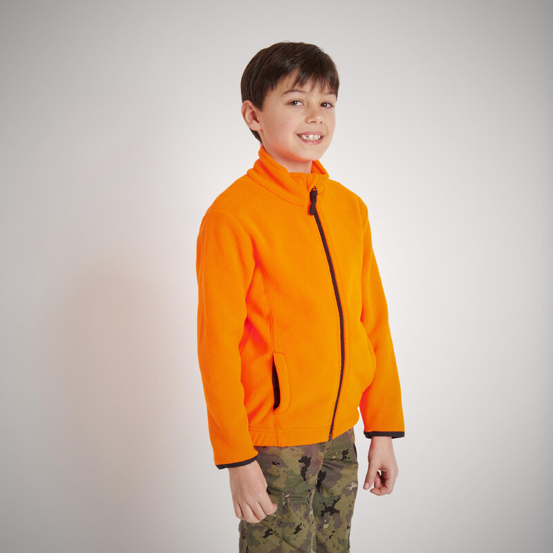 SOLOGNAC Dětská fleecová mikina 100 oranžová fluo