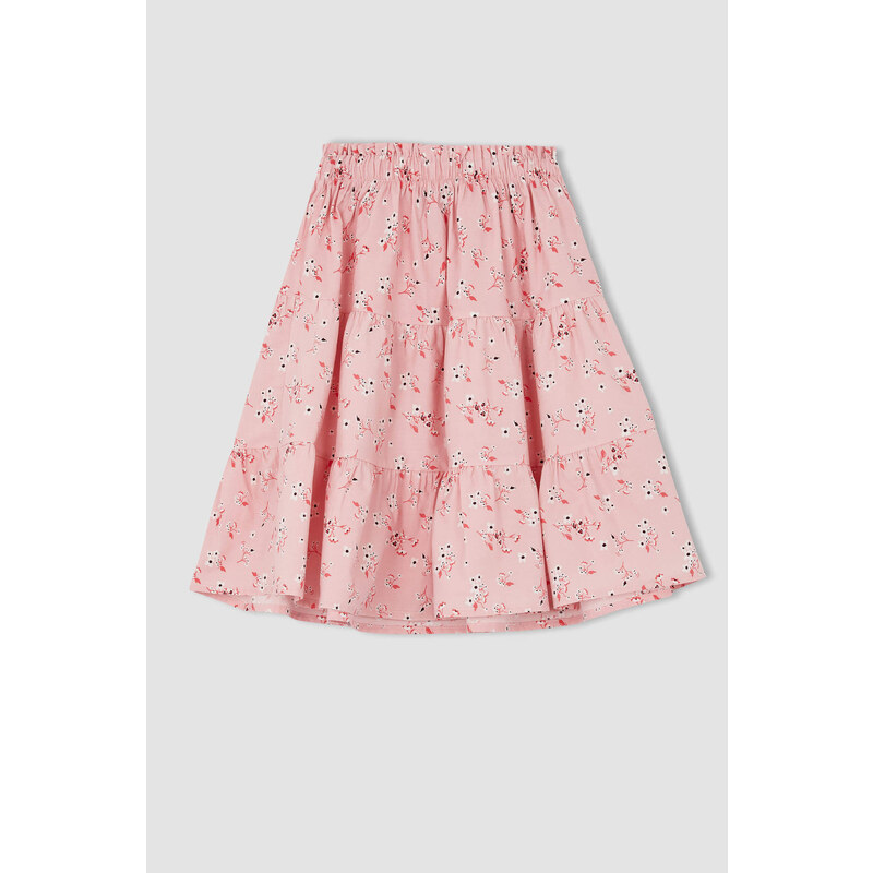 DEFACTO Girl Regular Fit Patterned Short Sleeve Crop Top Ruffle Skirt Set