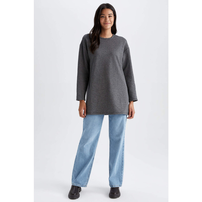 DEFACTO Thin Sweatshirt Fabric Regular Fit Long Sleeve Tunic