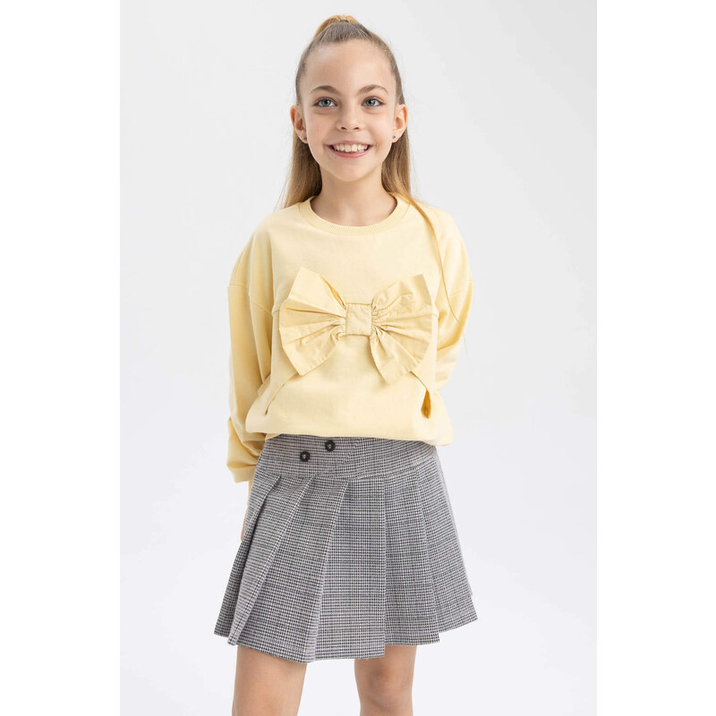 DEFACTO Girl Square Patterned Pleated Skirt