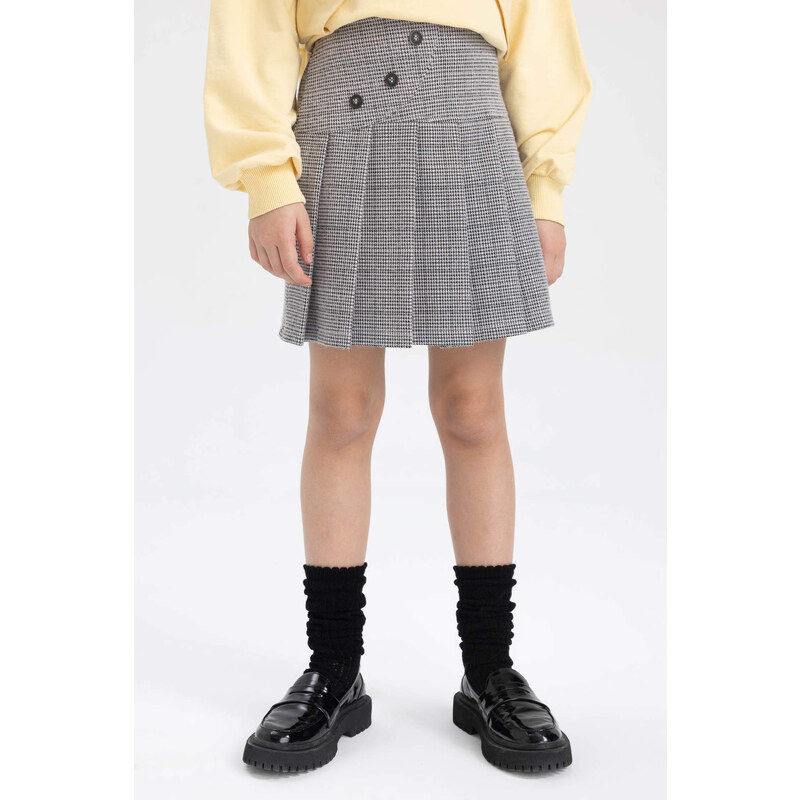 DEFACTO Girl Square Patterned Pleated Skirt