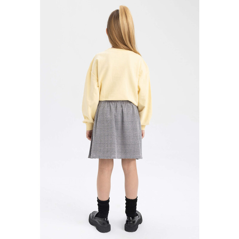 DEFACTO Girl Square Patterned Pleated Skirt