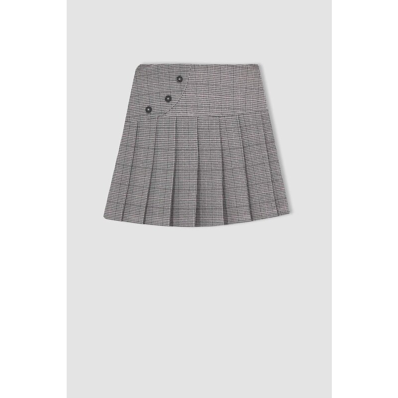 DEFACTO Girl Square Patterned Pleated Skirt