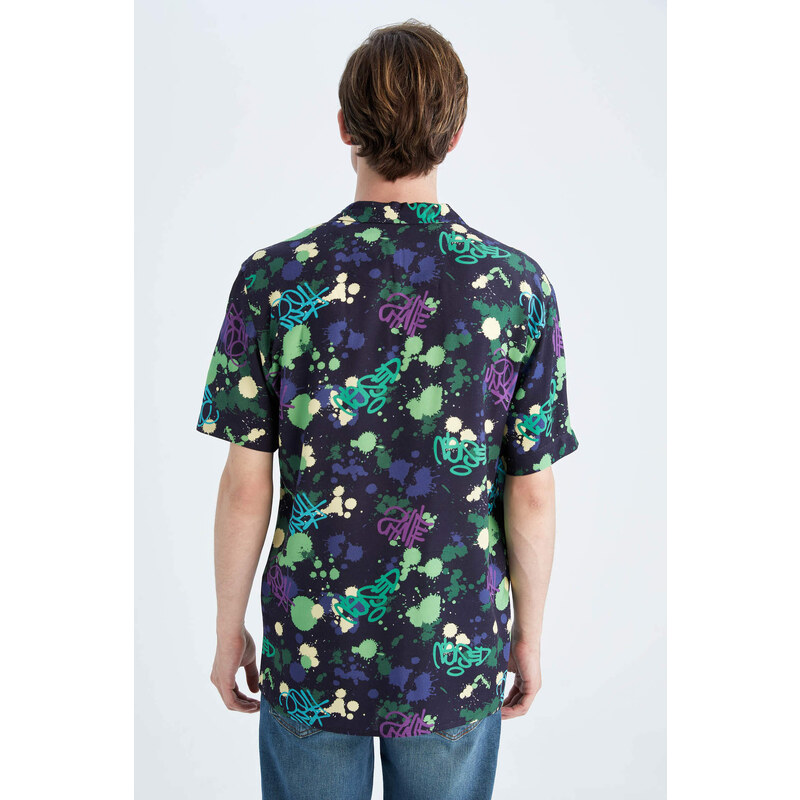 DEFACTO Regular Fit viscose Printed Short Sleeve Shirt