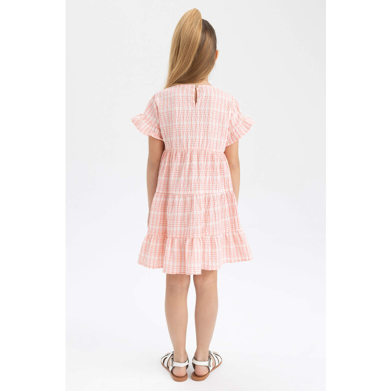 DEFACTO Baby Girls Gingham Short Sleeved Ruffle Dress