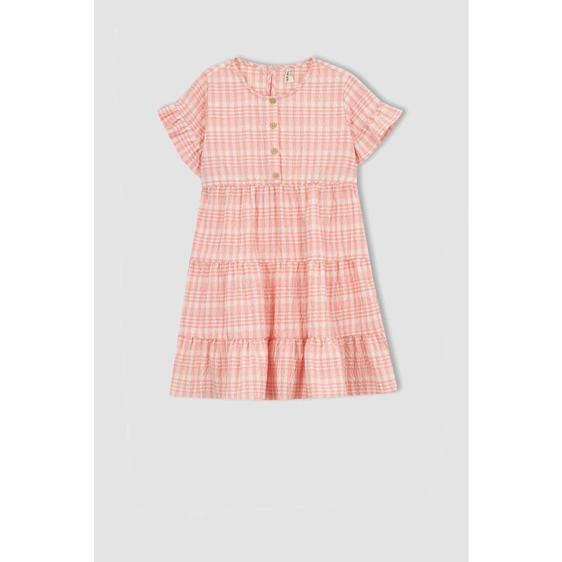 DEFACTO Baby Girls Gingham Short Sleeved Ruffle Dress