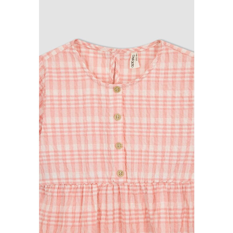 DEFACTO Baby Girls Gingham Short Sleeved Ruffle Dress