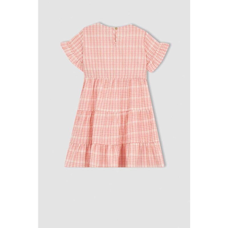 DEFACTO Baby Girls Gingham Short Sleeved Ruffle Dress