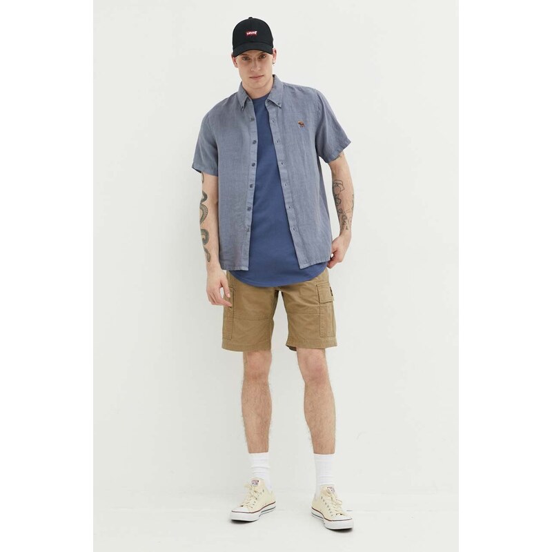 Plátěná košile Abercrombie & Fitch regular, s límečkem button-down