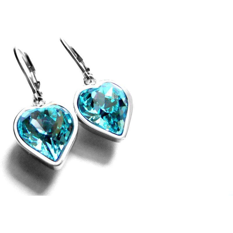 Steel Jewelry Náušnice tyrkysové srdce z chirurgické oceli NS150910