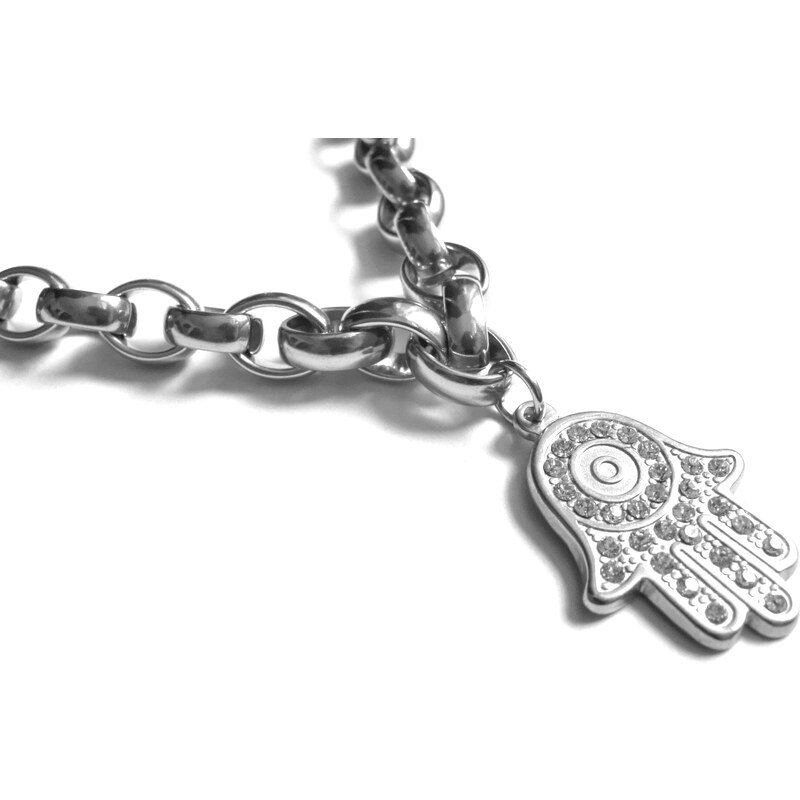 Steel Jewelry Set náhrdelník, náramek a náušnice Hamsa z chirurgické oceli SET130163
