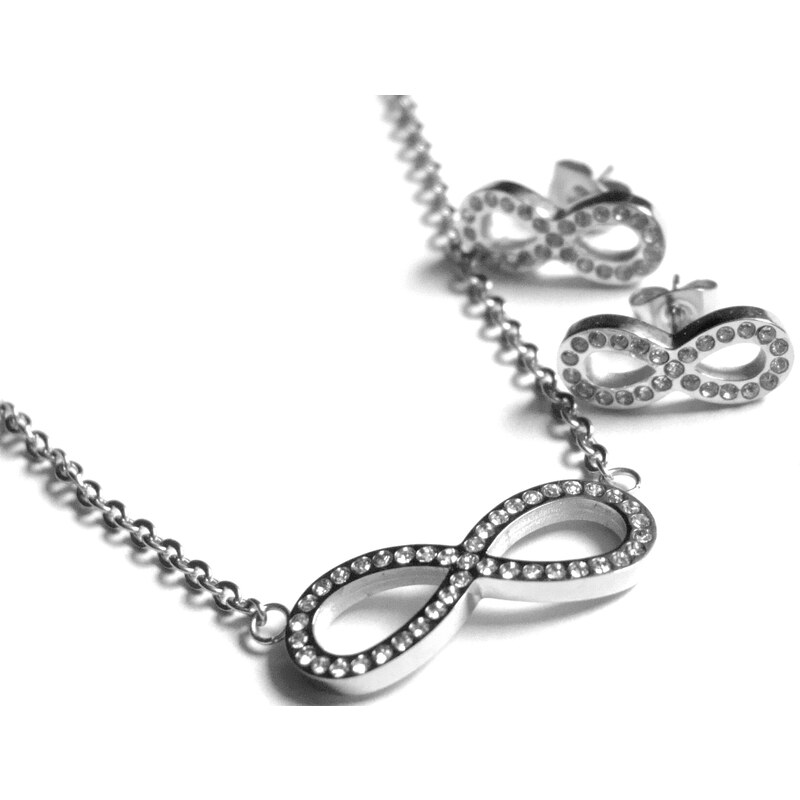 Steel Jewelry Set náhrdelník a náušnice nekonečno z chirurgické oceli SET500419