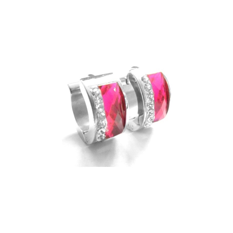 Steel Jewelry Náušnice růžové kroužky z chirurgické oceli NS090213