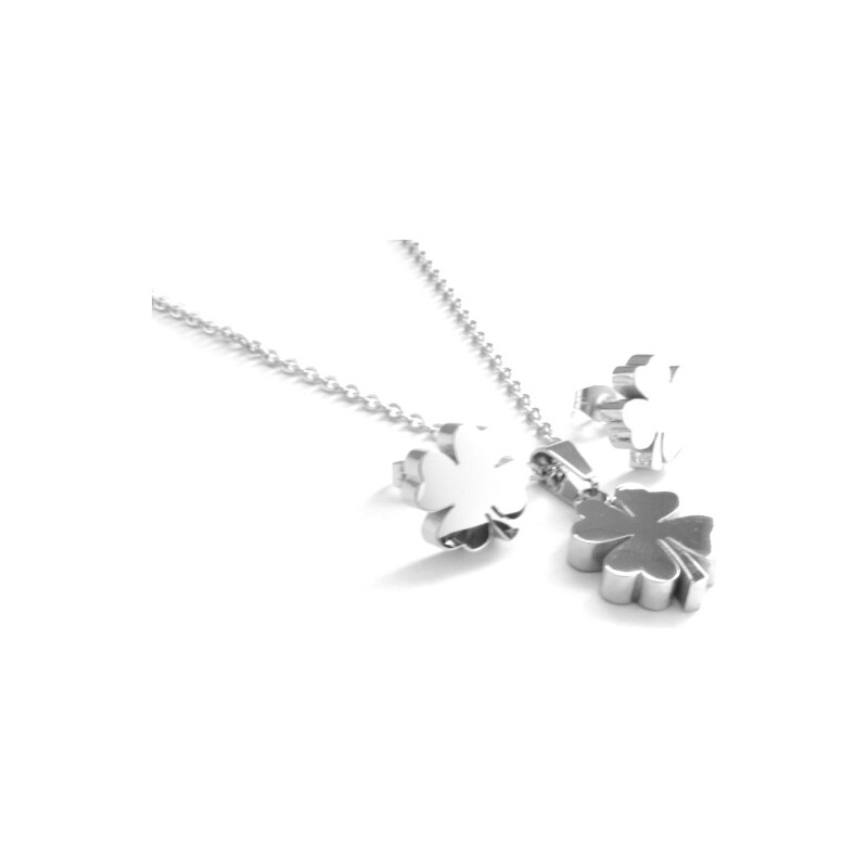 Steel Jewelry Set náhrdelník a náušnice čtyřlístek z chirurgické oceli SET150106
