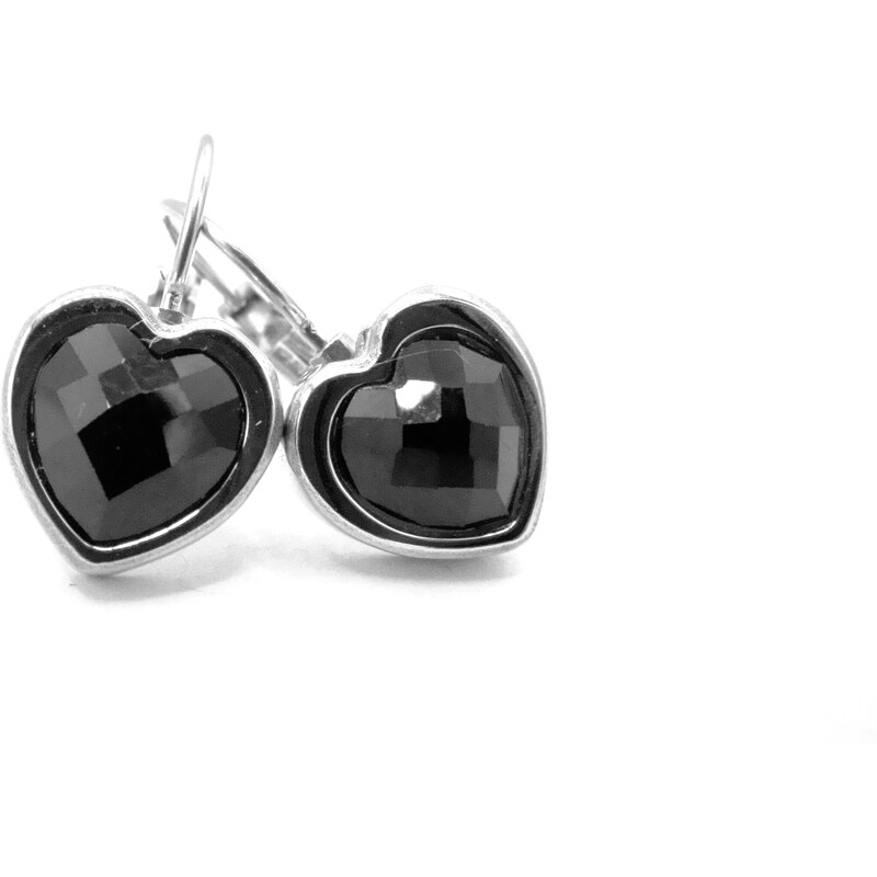 Steel Jewelry Náušnice černé srdce z chirurgické oceli NS220109 - GLAMI.cz