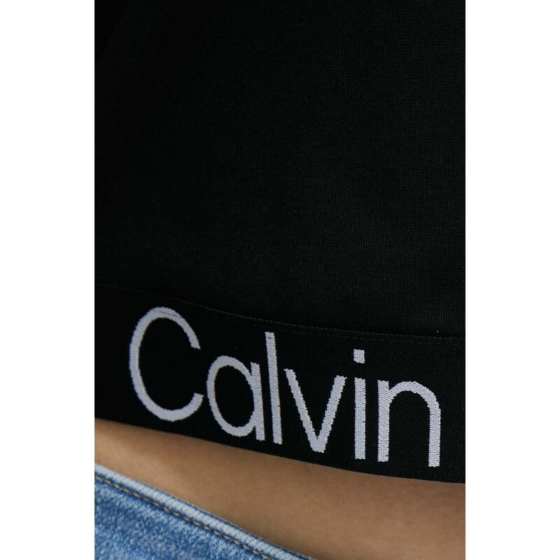 Mikina Calvin Klein Jeans dámská, černá barva, s kapucí, s potiskem