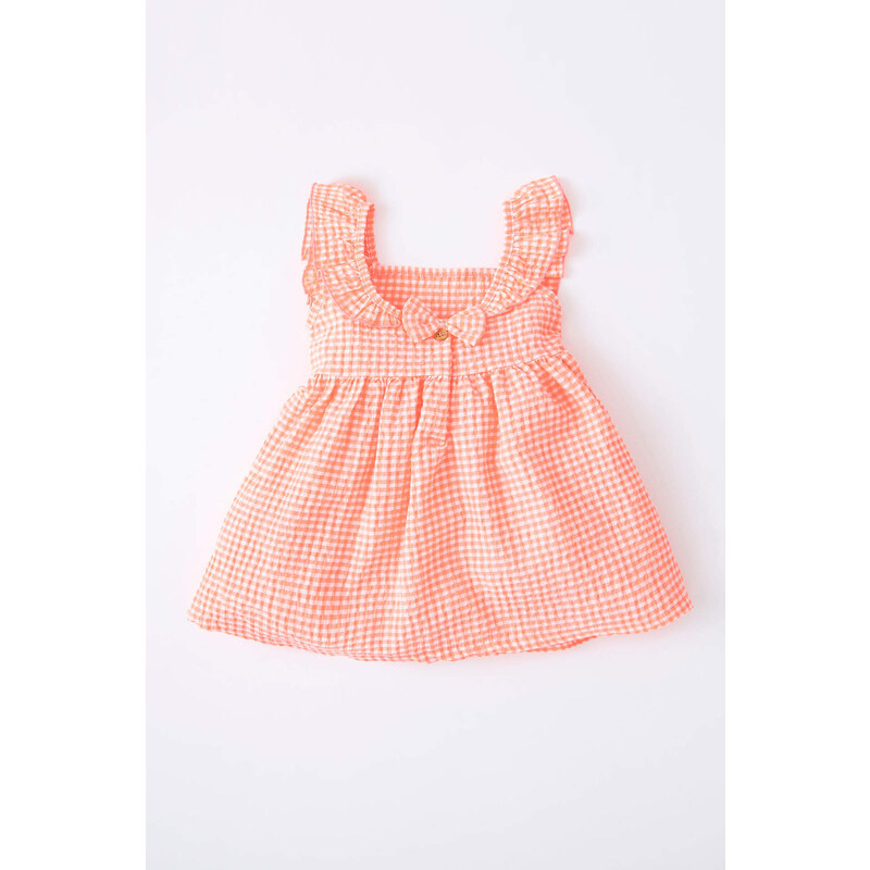 DEFACTO Regular Fit gingham Sleeveless Woven Dress