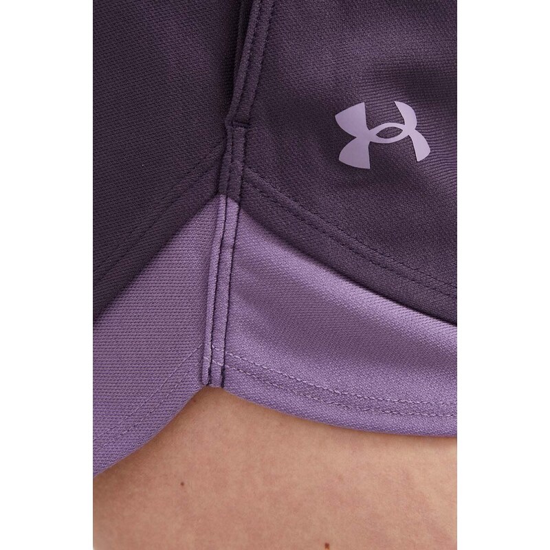 Tréninkové šortky Under Armour Play Up 3.0 fialová barva, s potiskem, medium waist, 1344552