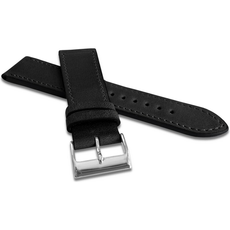 LAVVU Černý prošitý řemínek SLIM z luxusní kůže Top Grain - 22 LSZUB22 81450450