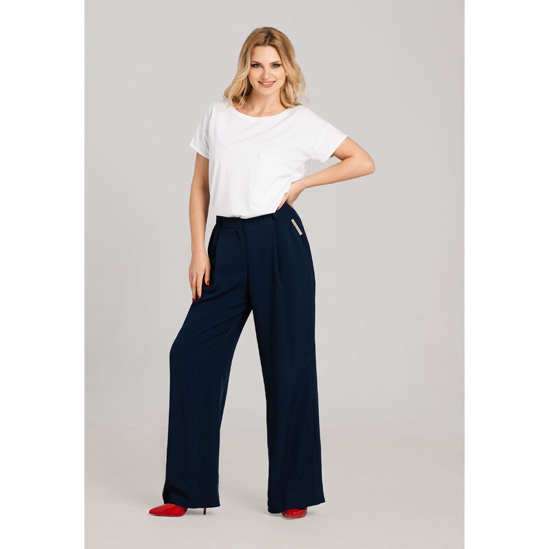 Look Made With Love Woman's Trousers 249 Odyseusz Navy Blue