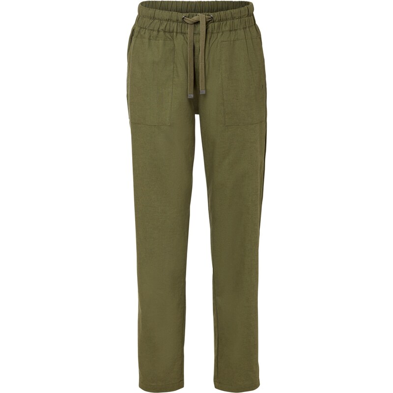 bonprix Kalhoty z leněné směsi Zelená